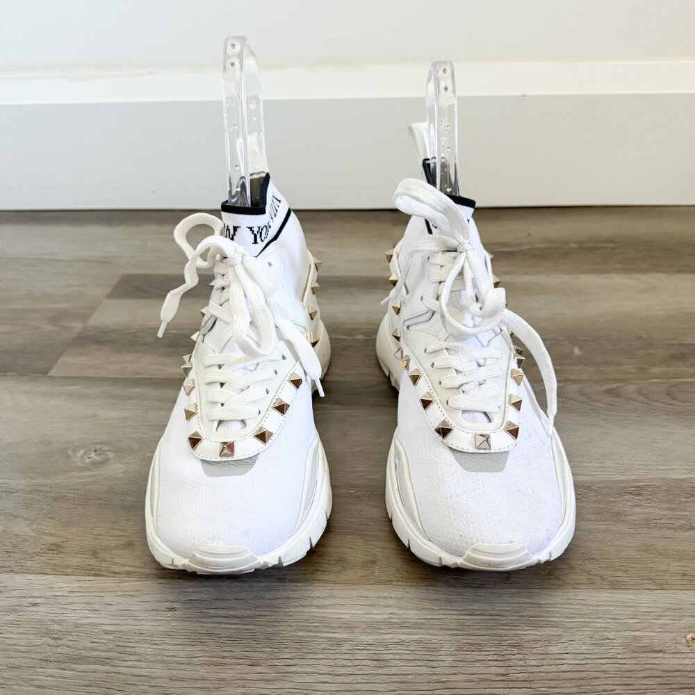 Valentino Garavani White Rockstud High Top Sock Sneakers EU 38 - Picture 4 of 12